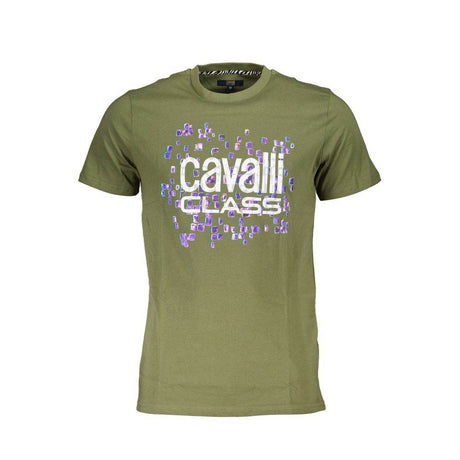 Cavalli Class Green Cotton Men T-Shirt - Hilstor
