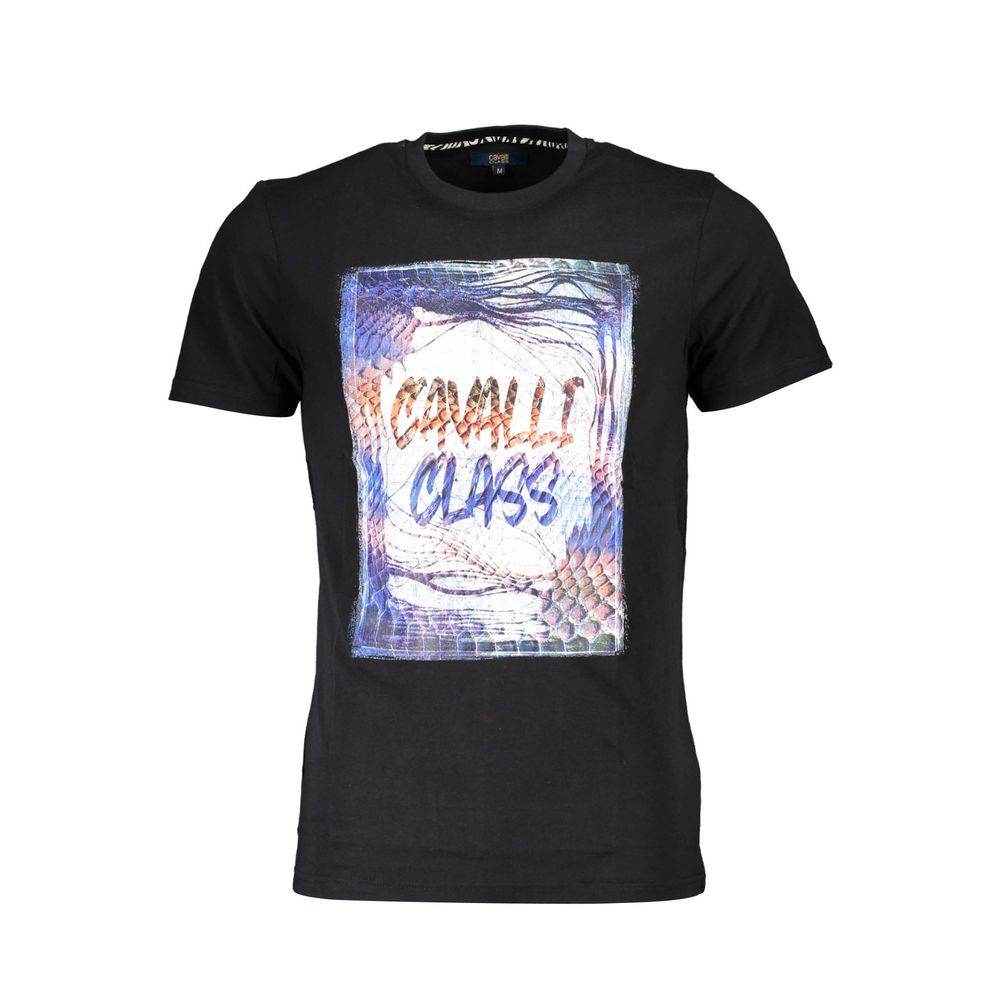 Cavalli Class Black Cotton Men T-Shirt - Hilstor