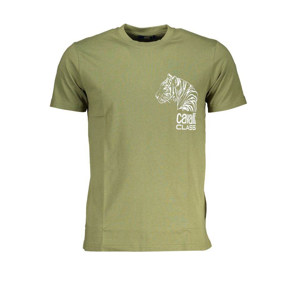 Cavalli Class Green Cotton T-Shirt - Hilstor
