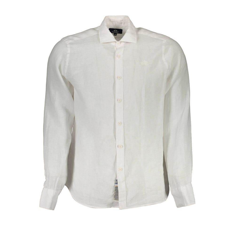 La Martina White Linen Men Shirt - Hilstor