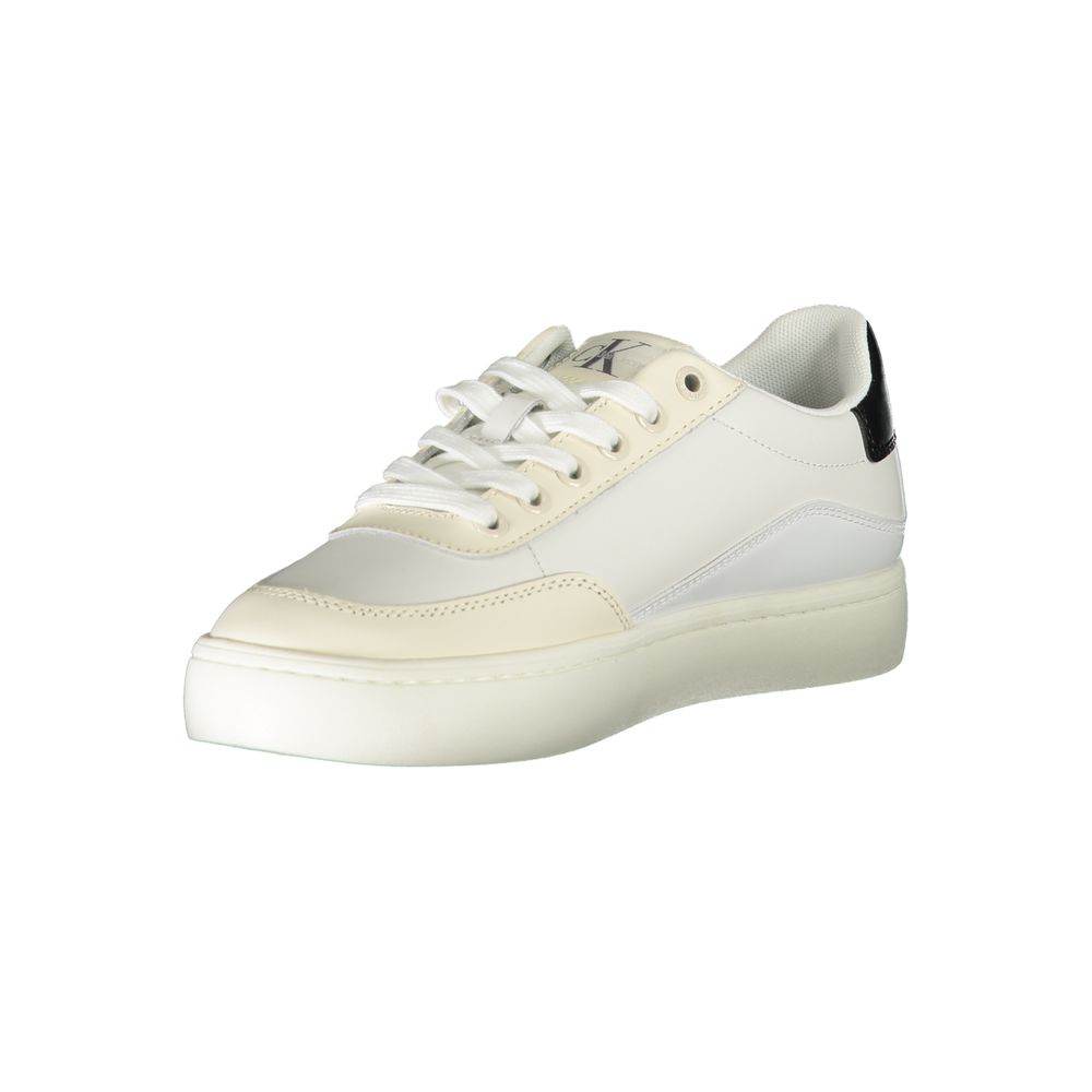 Calvin Klein Chic White Lace-Up Sneakers with Contrast Detailing - Hilstor