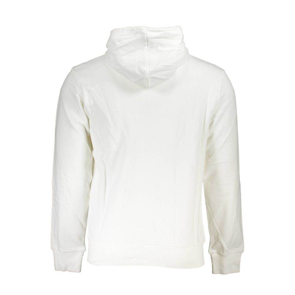La Martina White Cotton Men Sweater with Hood and Zip Pockets - Hilstor