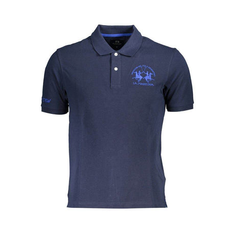 La Martina Blue Cotton Men Polo Shirt - Hilstor