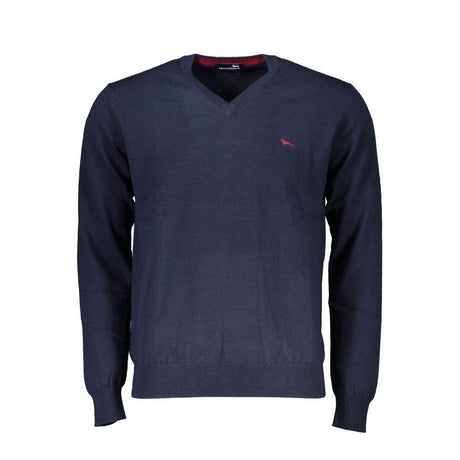 Harmont & Blaine V-Neck Embroidered Blue Sweater - Hilstor