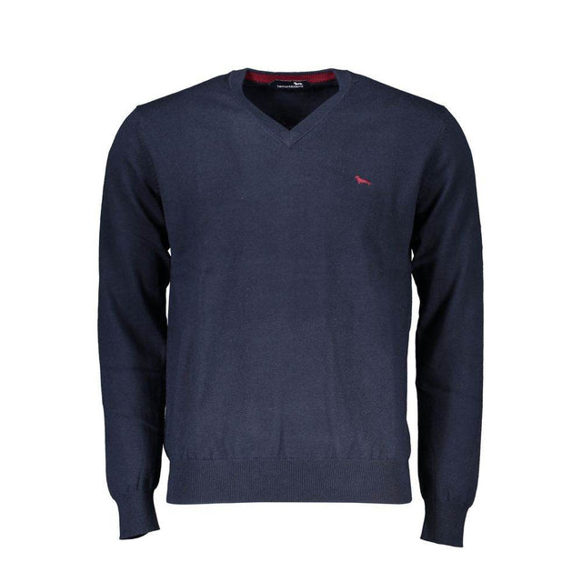 Harmont & Blaine V-Neck Embroidered Blue Sweater - Hilstor