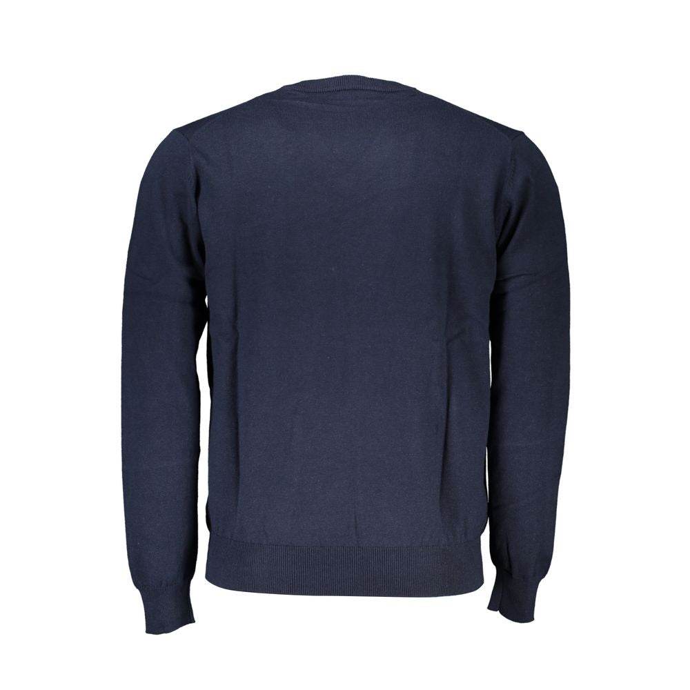 Harmont & Blaine V-Neck Embroidered Blue Sweater - Hilstor