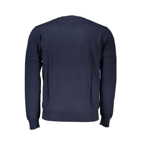 Harmont & Blaine V-Neck Embroidered Blue Sweater - Hilstor