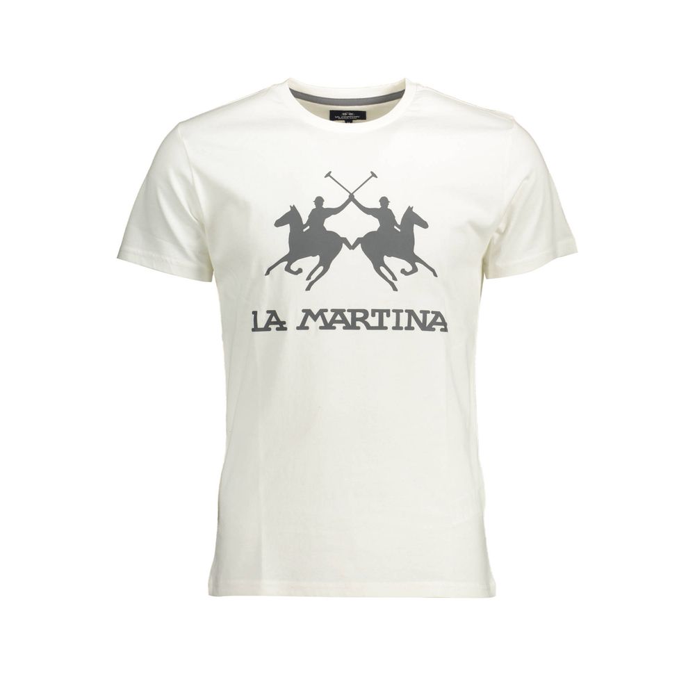 La Martina Elegant hvid bomuld T-shirt med rund hals