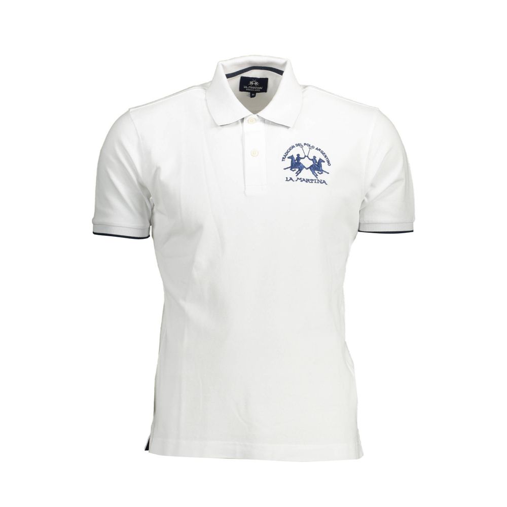 La Martina Elegant kortærmet hvid polo til mænd