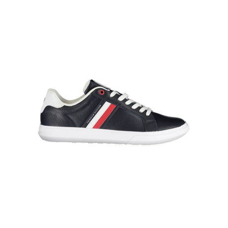 Tommy Hilfiger Sleek Blue Lace-Up Sneakers with Contrast Details - Hilstor