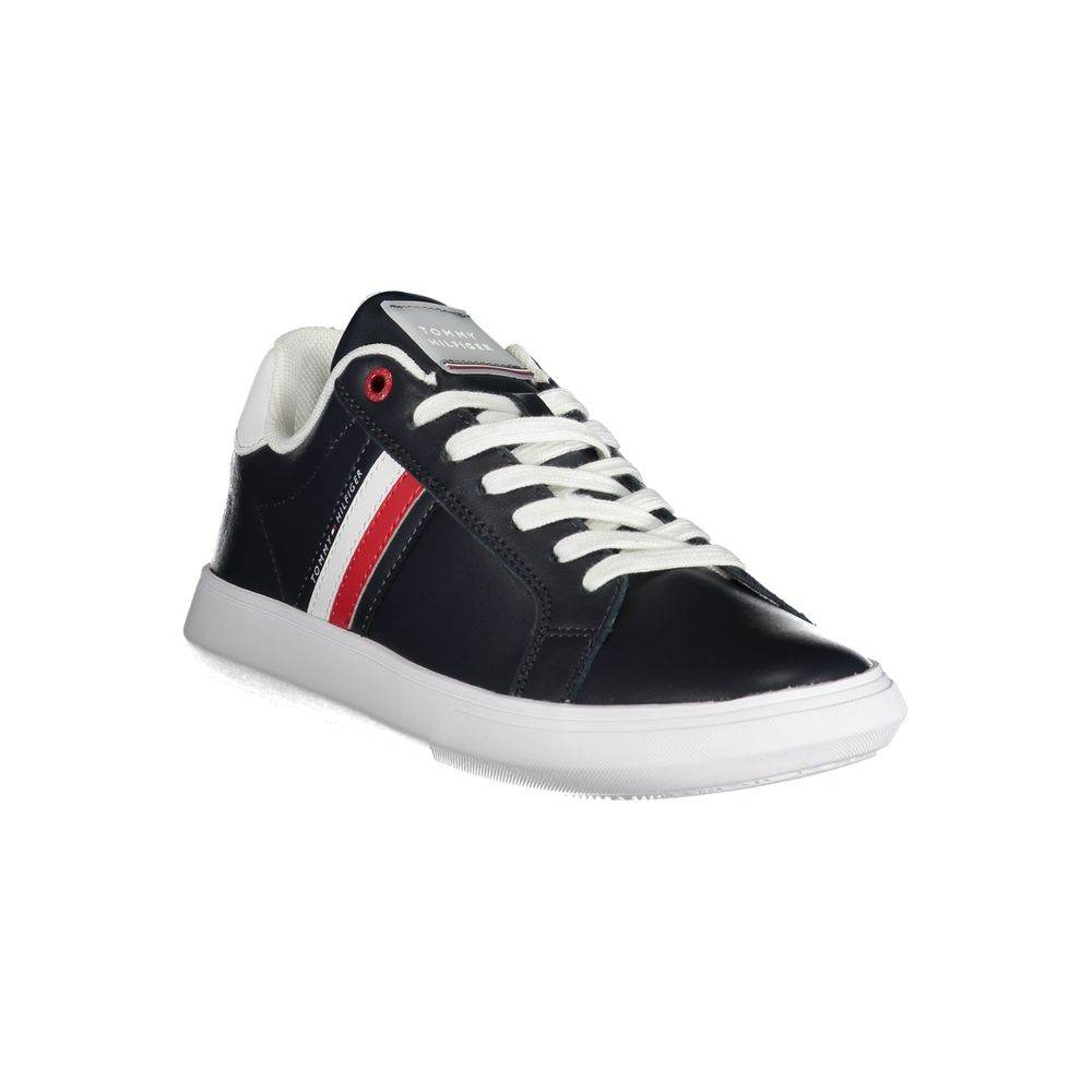 Tommy Hilfiger Sleek Blue Lace-Up Sneakers with Contrast Details - Hilstor