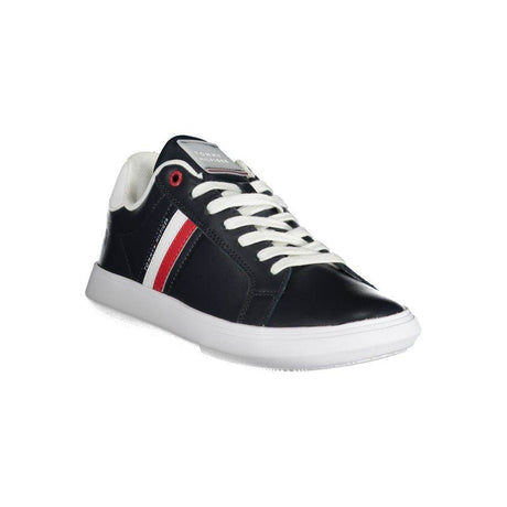 Tommy Hilfiger Sleek Blue Lace-Up Sneakers with Contrast Details - Hilstor