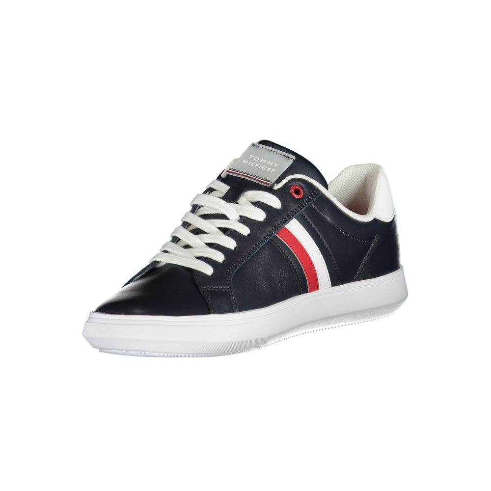 Tommy Hilfiger Sleek Blue Lace-Up Sneakers with Contrast Details - Hilstor
