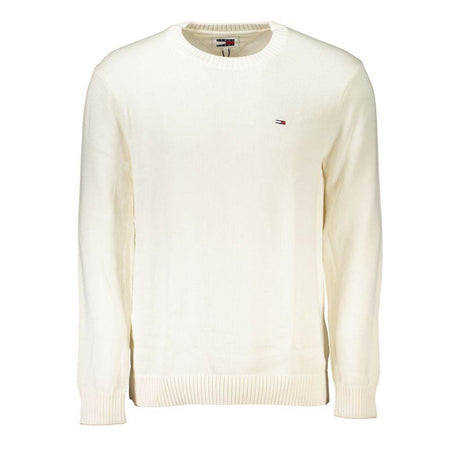 Tommy Hilfiger Chic White Crew Neck Cotton Sweater - Hilstor