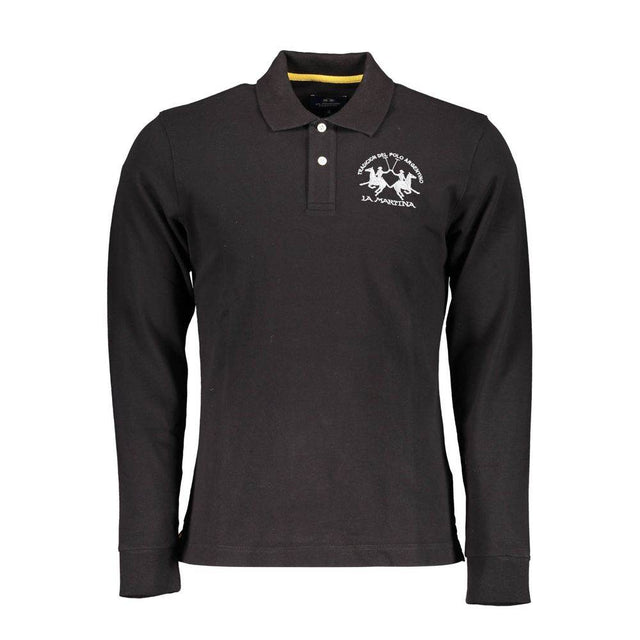 La Martina Elegant Long Sleeved Black Polo for Men - Hilstor