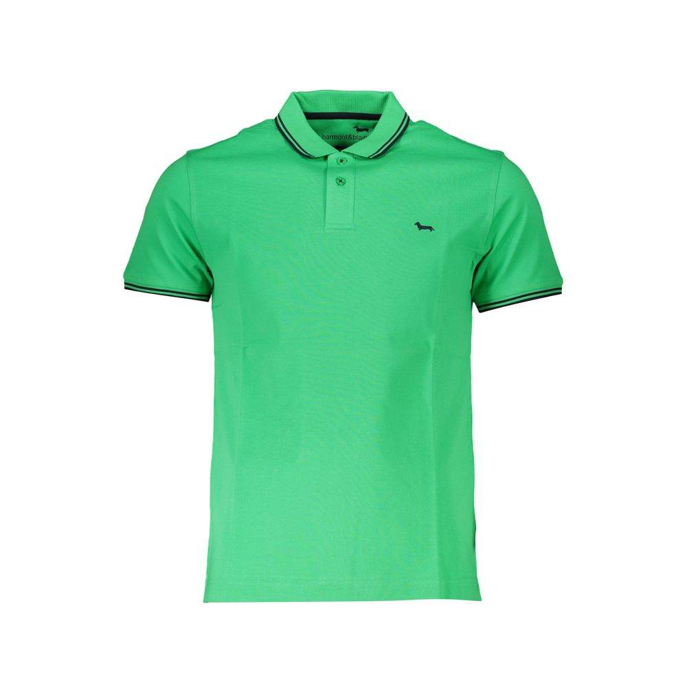 Harmont & Blaine Chic Green Cotton Polo with Contrast Detailing - Hilstor
