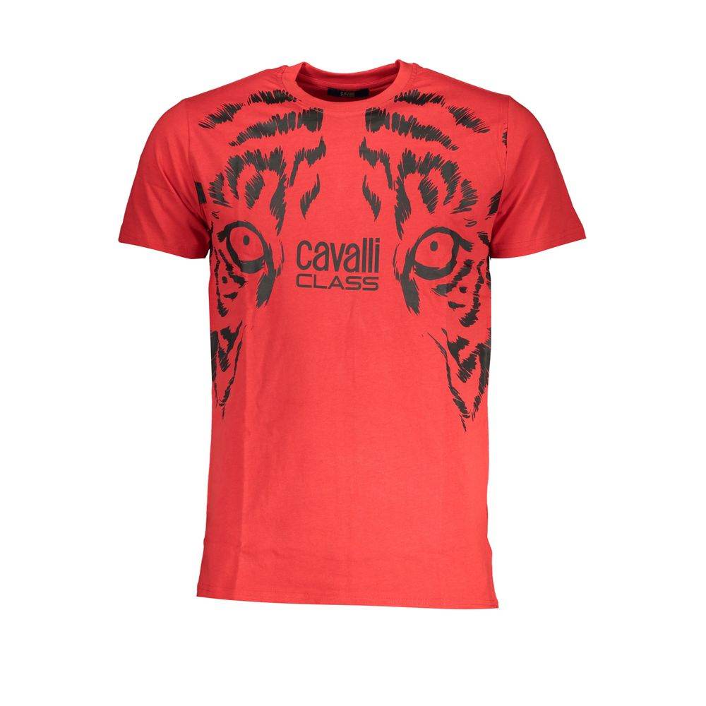 Cavalli Class Red Cotton T-Shirt - Hilstor