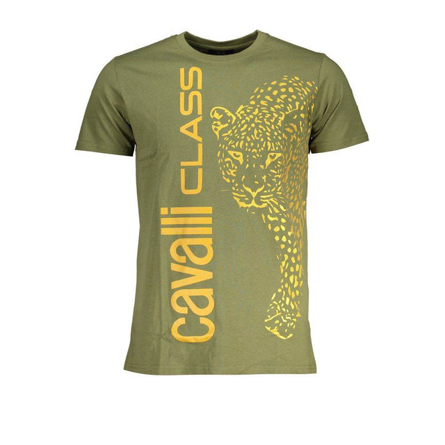 Cavalli Class Green Cotton T-Shirt - Hilstor