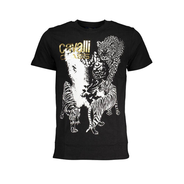 Cavalli Class Black Cotton T-Shirt - Hilstor