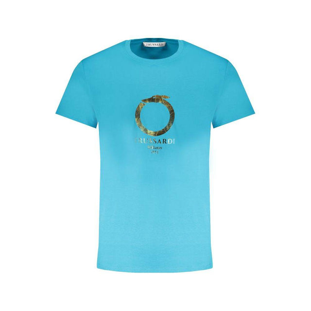 Trussardi Light Blue Cotton Men TShirt - Hilstor