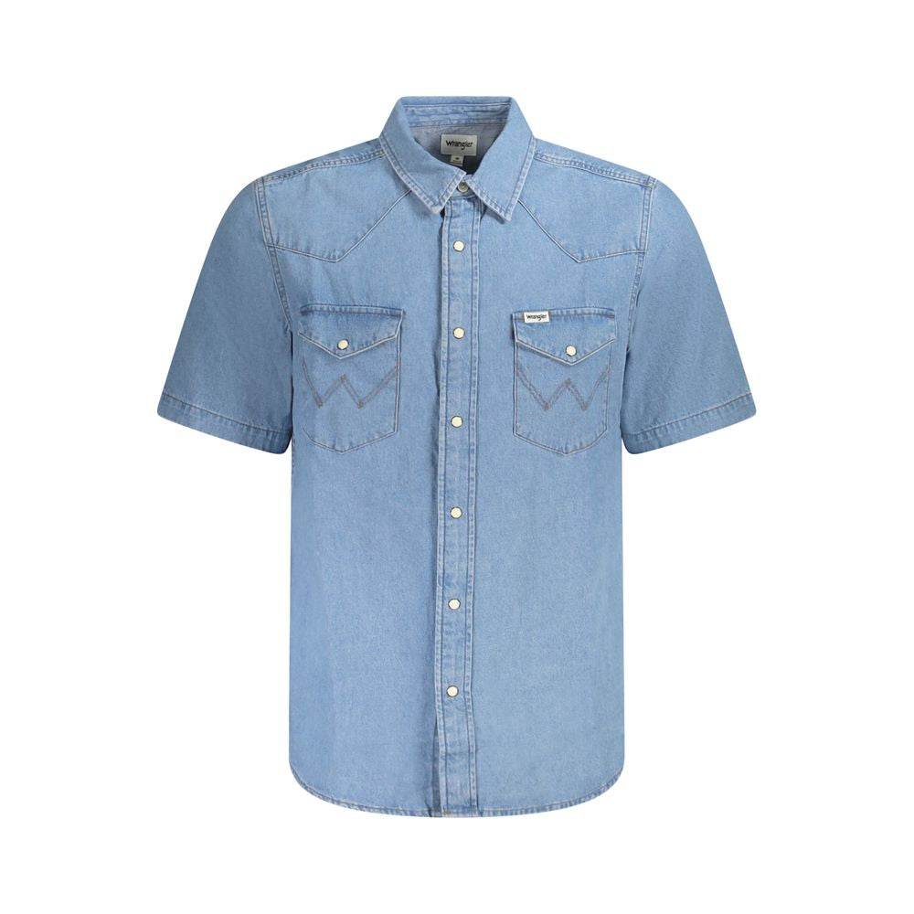 Wrangler Light Blue Cotton Men Shirt - Hilstor