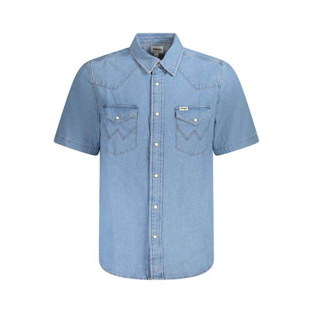 Wrangler Light Blue Cotton Men Shirt - Hilstor