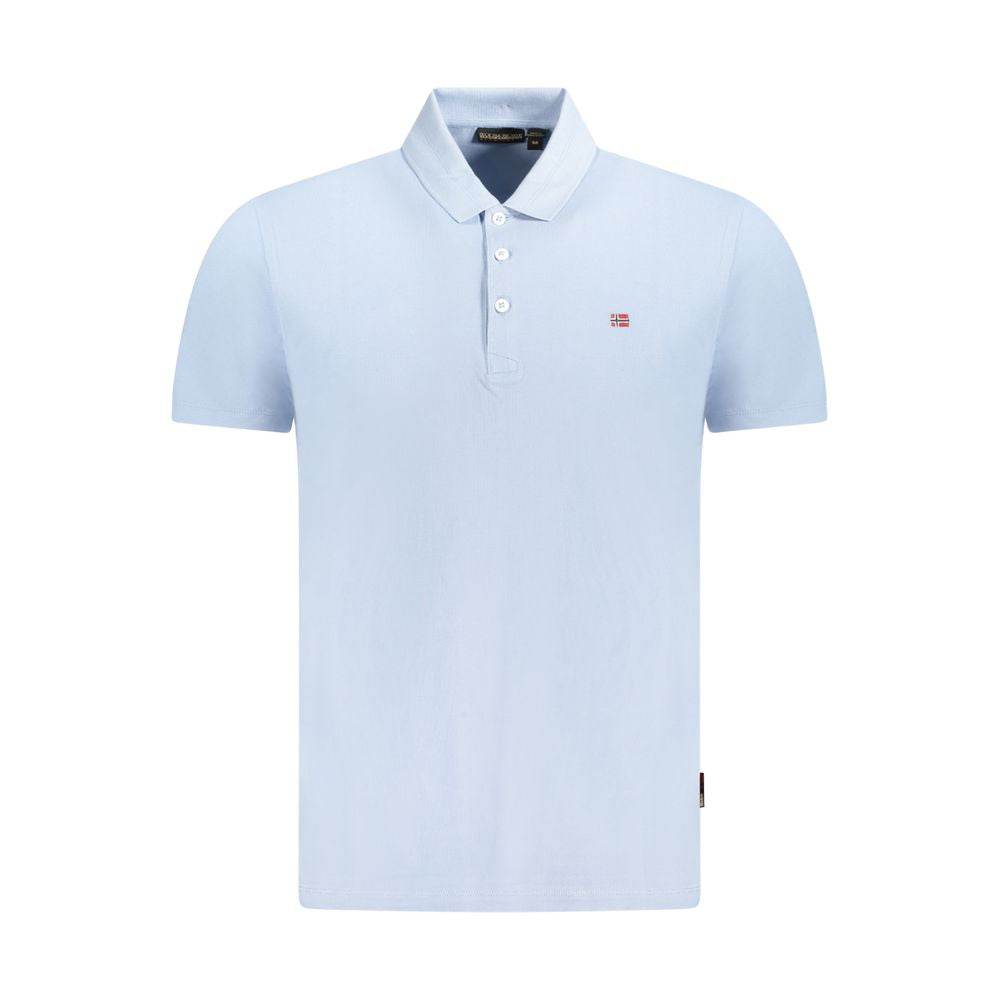 Napapijri Light Blue Cotton Men Polo Shirt - Hilstor