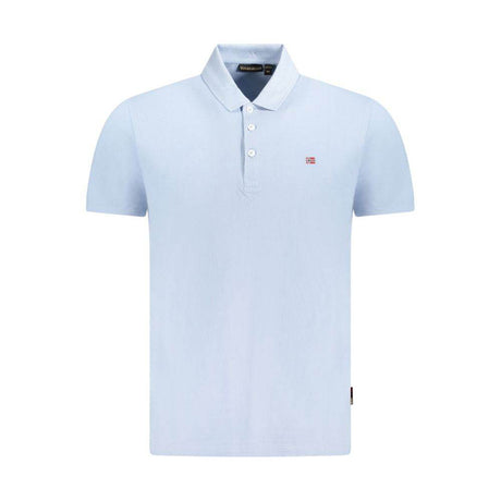 Napapijri Light Blue Cotton Men Polo Shirt - Hilstor