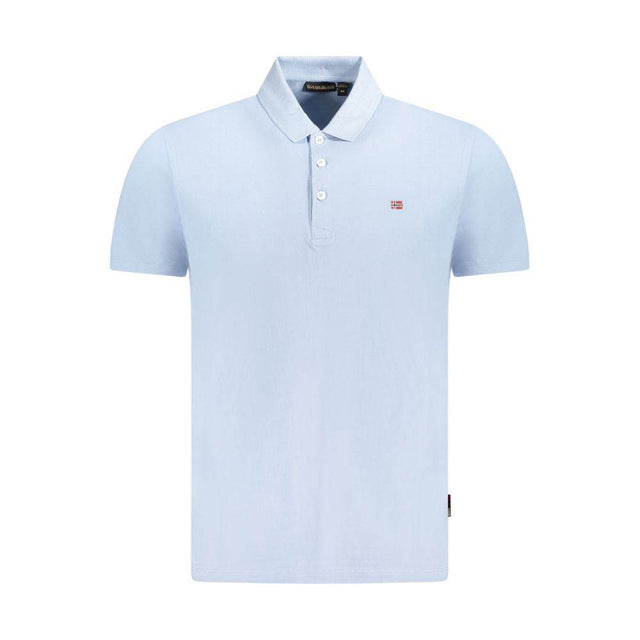 Napapijri Light Blue Cotton Men Polo Shirt - Hilstor