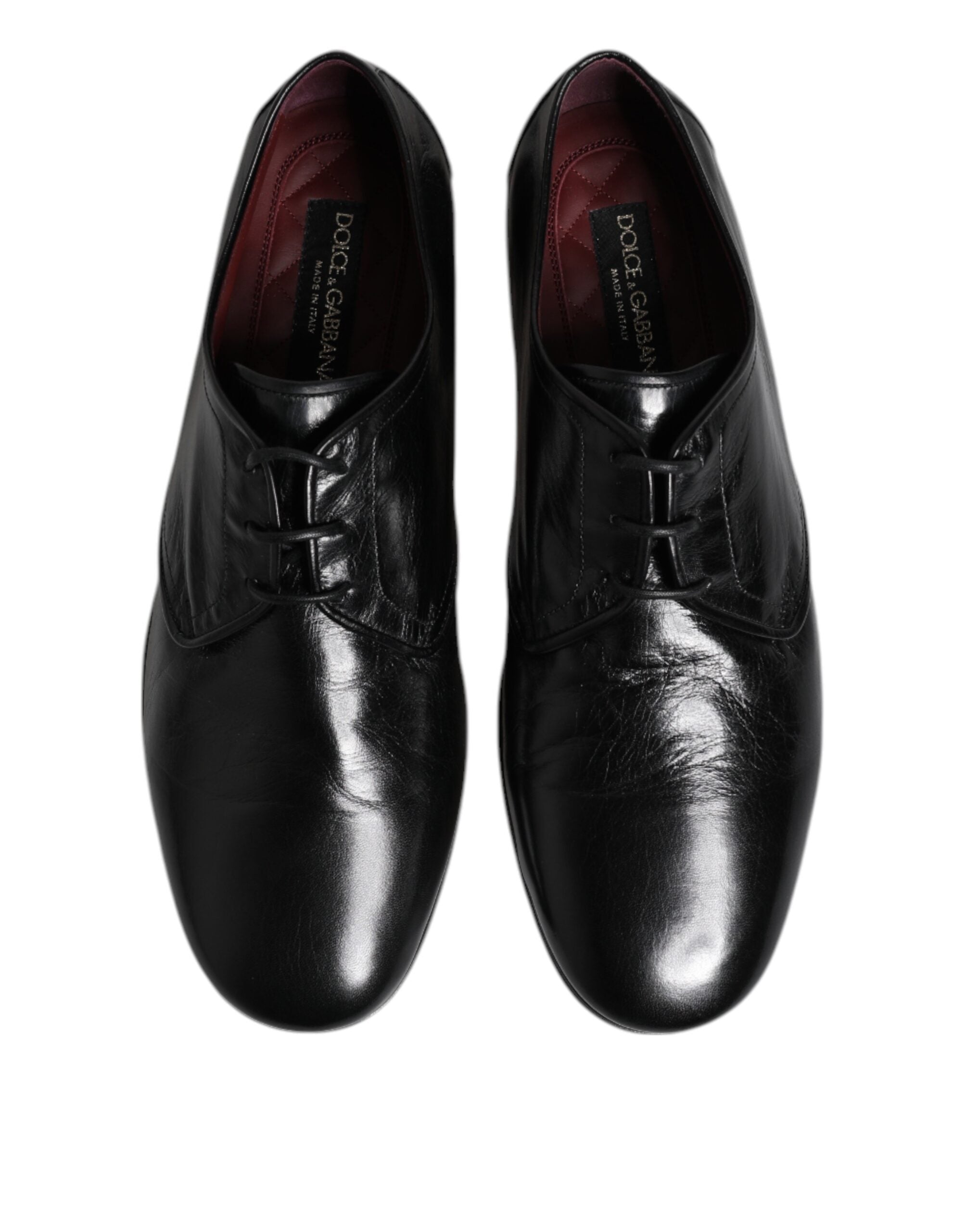 Dolce &amp; Gabbana Sorte Læder Derby Dress Sko Med Snøre