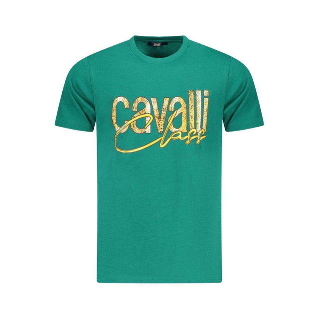 Cavalli Class Green Cotton Men T-Shirt - Hilstor