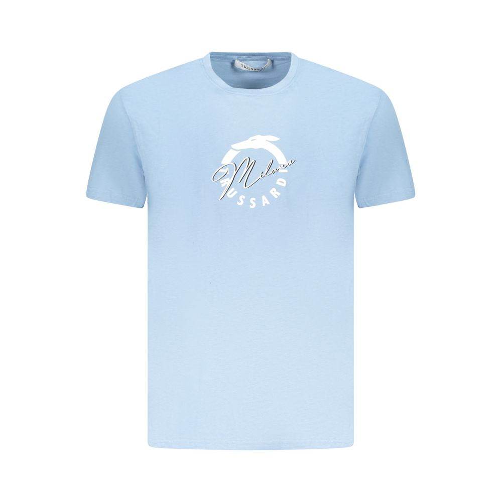 Trussardi Light Blue Cotton Men T-Shirt - Hilstor