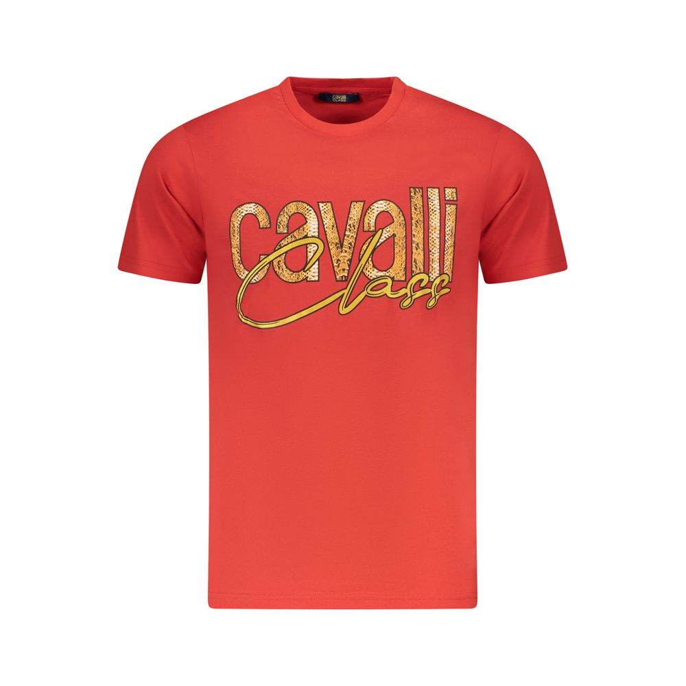 Cavalli Class Red Cotton Men T-Shirt - Hilstor