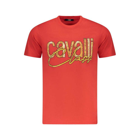 Cavalli Class Red Cotton Men T-Shirt - Hilstor