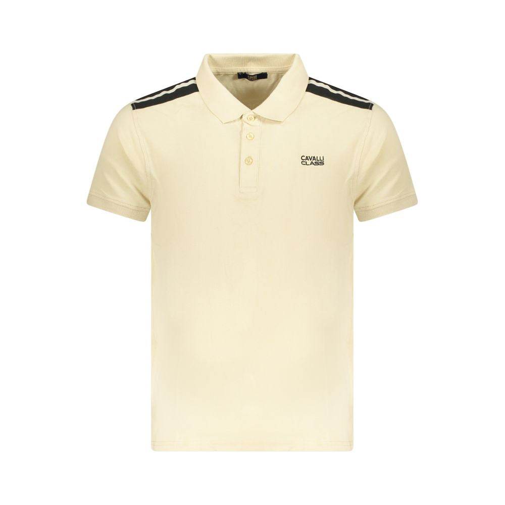 Cavalli Class Beige Cotton Men Polo Shirt - Hilstor