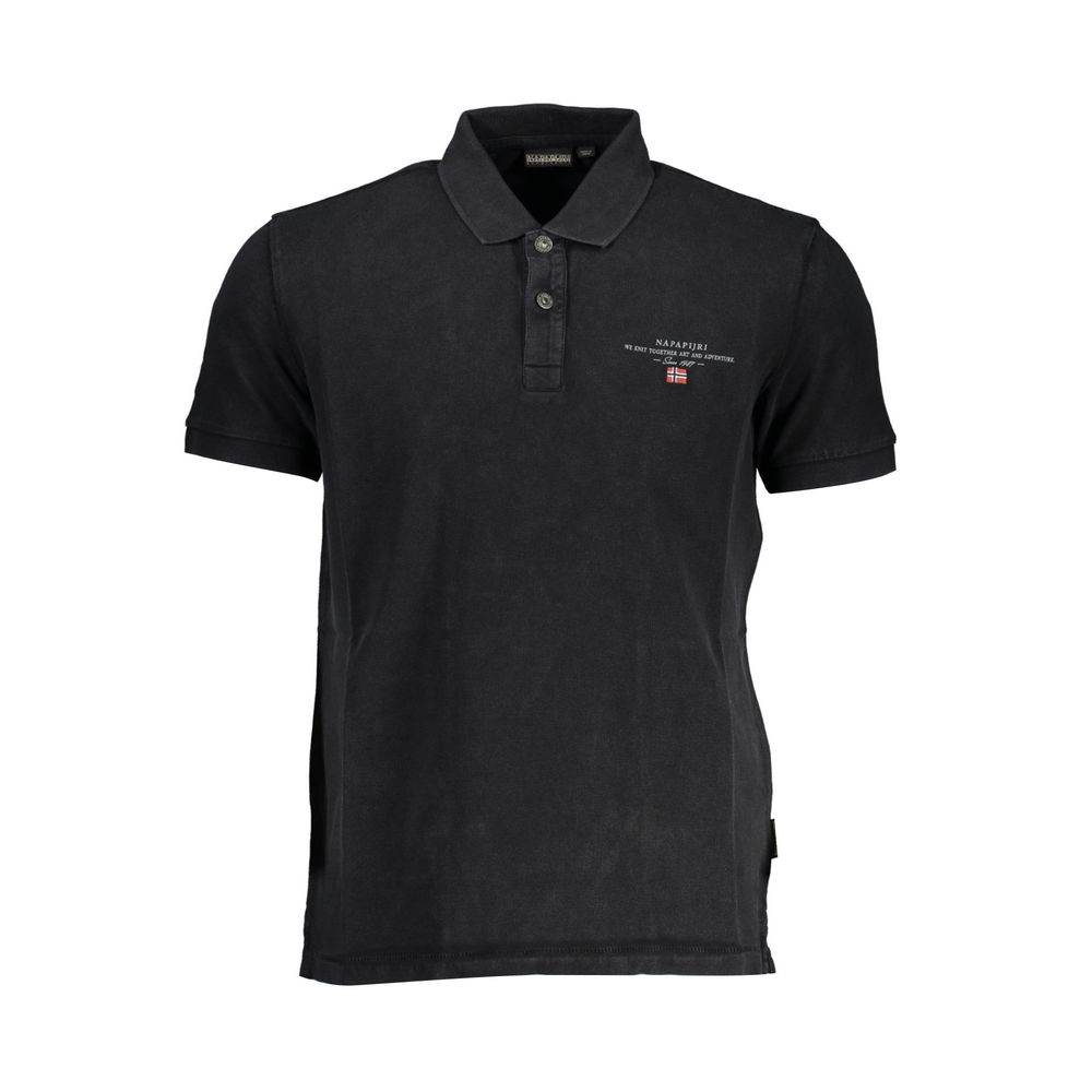 Napapijri Black Cotton Men Polo Shirt - Hilstor