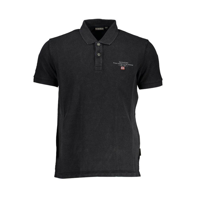 Napapijri Black Cotton Men Polo Shirt - Hilstor