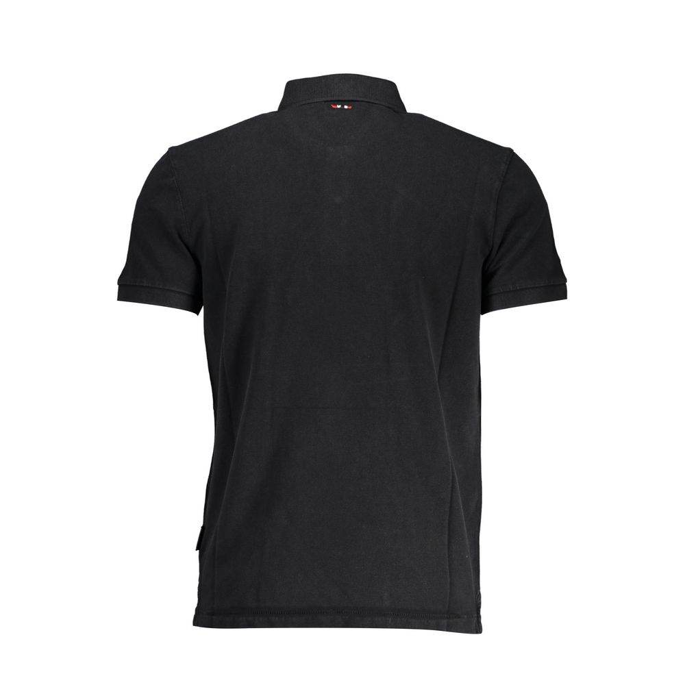 Napapijri Black Cotton Men Polo Shirt - Hilstor