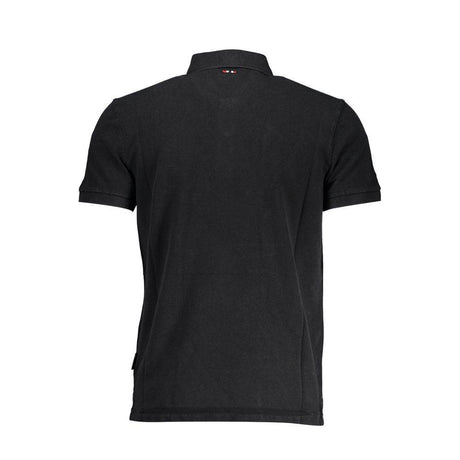 Napapijri Black Cotton Men Polo Shirt - Hilstor