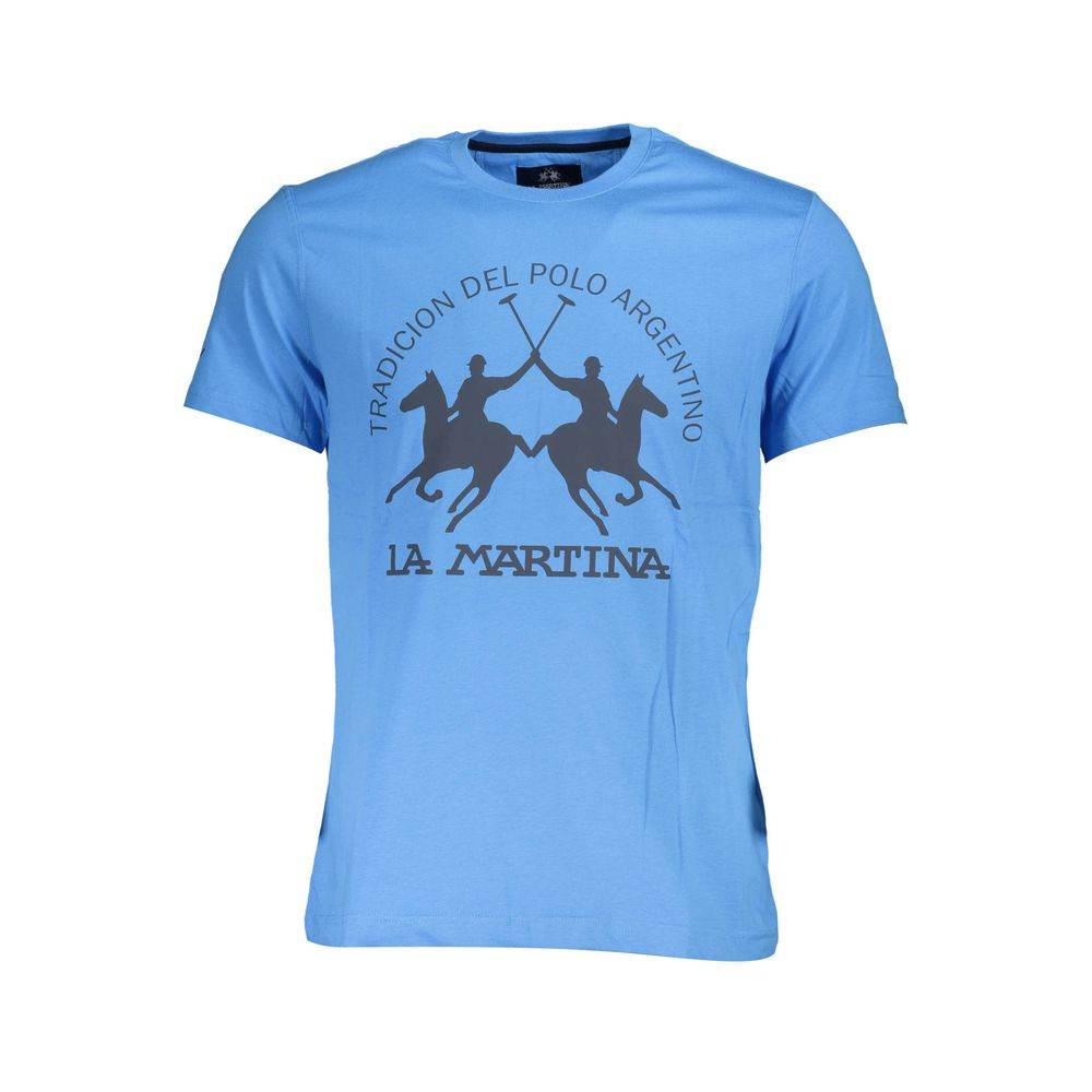 La Martina Blue Cotton Men T-Shirt - Hilstor