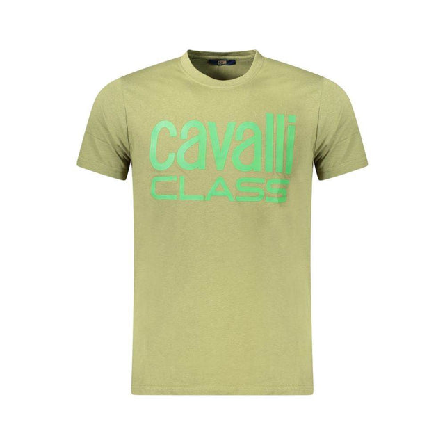 Cavalli Class Green Cotton Men T-Shirt - Hilstor