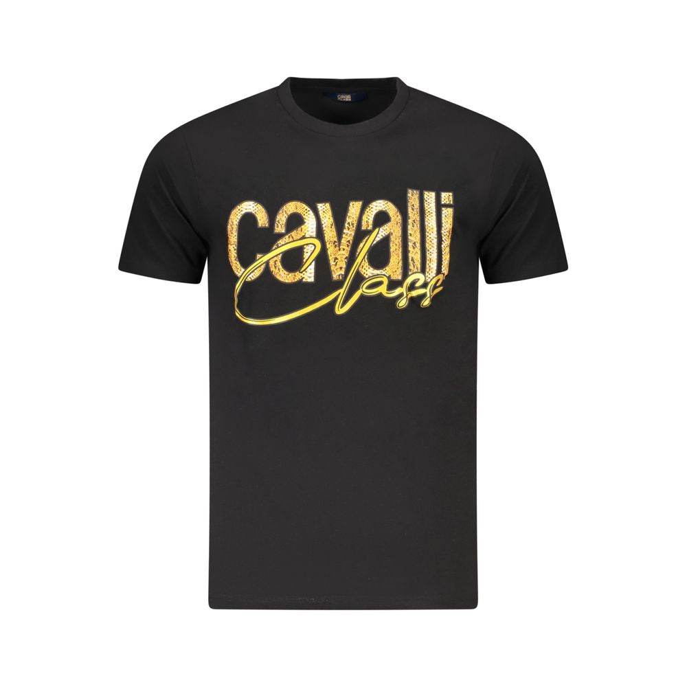 Cavalli Class Black Cotton Men T-Shirt - Hilstor