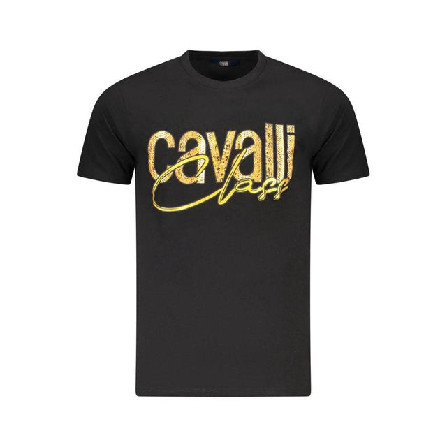 Cavalli Class Black Cotton Men T-Shirt - Hilstor
