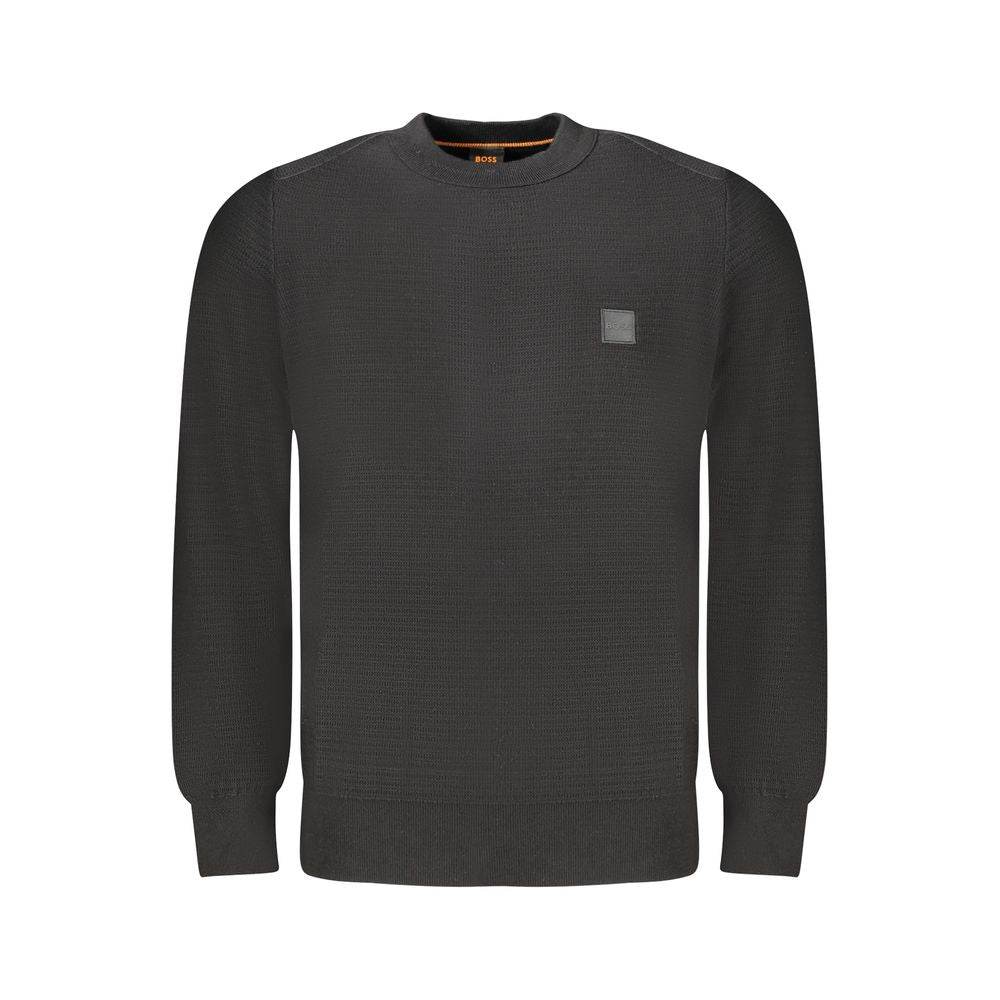 Hugo Boss Black Cotton Men Sweater - Hilstor
