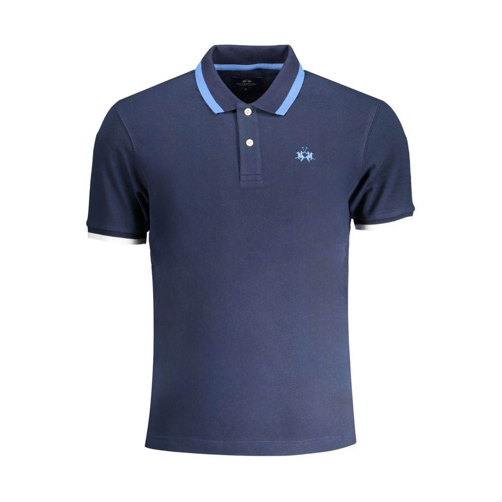 La Martina Blue Cotton Polo Shirt - Hilstor
