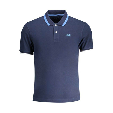 La Martina Blue Cotton Polo Shirt - Hilstor