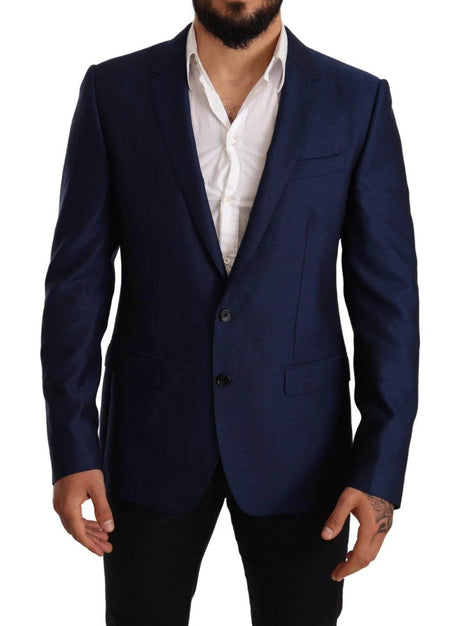 Dolce & Gabbana Blue MARTINI Wool Slim Fit Coat Blazer - Hilstor