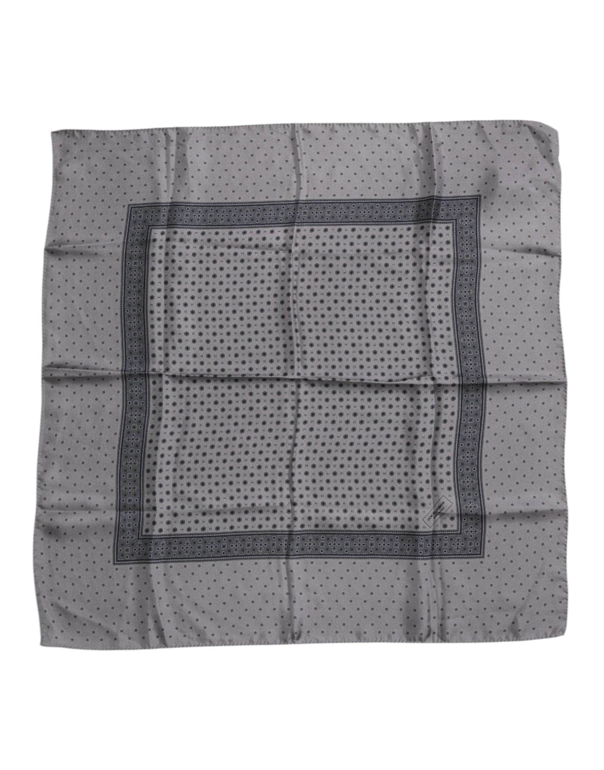 Dolce & Gabbana Gray Polka Dot Silk Square Men Foulard Scarf - Hilstor