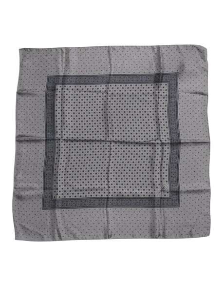 Dolce & Gabbana Gray Polka Dot Silk Square Men Foulard Scarf - Hilstor