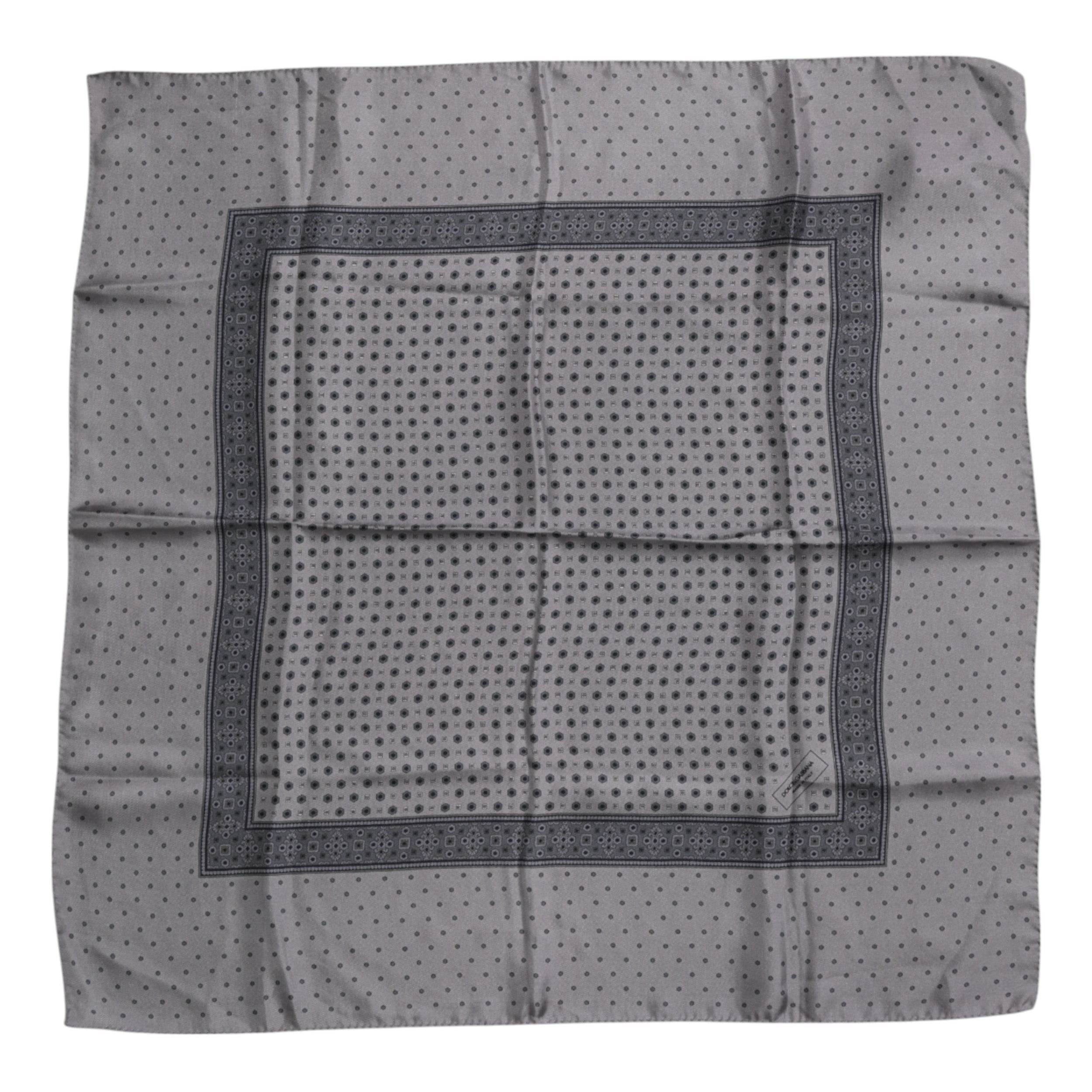 Dolce & Gabbana Gray Polka Dot Silk Square Men Foulard Scarf - Hilstor